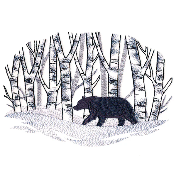 Wintry Birch Bear Scene - Image 4