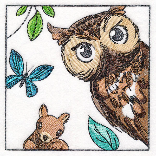 Woodland Animal Friends Window Scene - Owl & Squirrel - Image 3