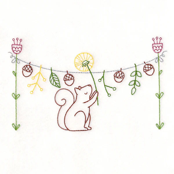 Woodland Clothesline with Squirrel (Vintage)