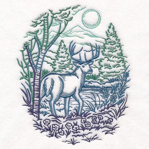 Woodland Deer Scene Etching - Image 5