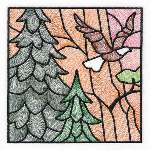 Woodland Escape Stained Glass Scene - Bald Eagle - Image 3