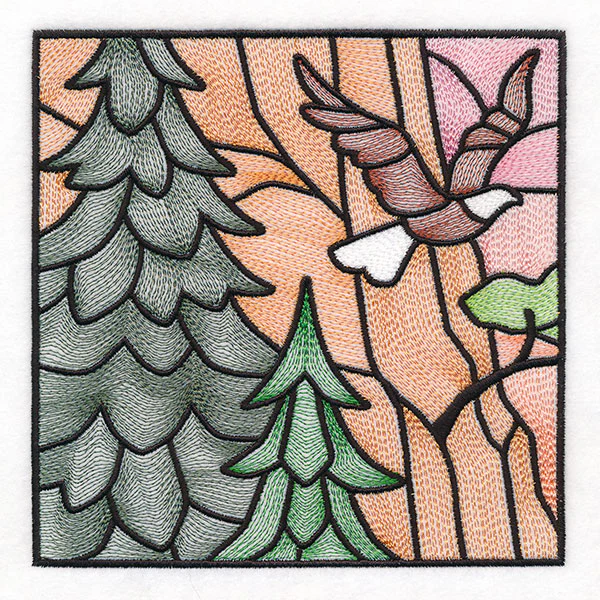 Woodland Escape Stained Glass Scene - Bald Eagle - Image 5