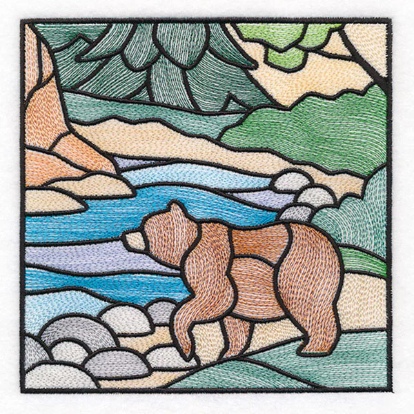 Woodland Escape Stained Glass Scene - Bear - Image 5