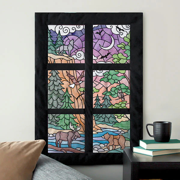 Woodland Escape Stained Glass Scene - Birds & Crescent Moon - Image 6