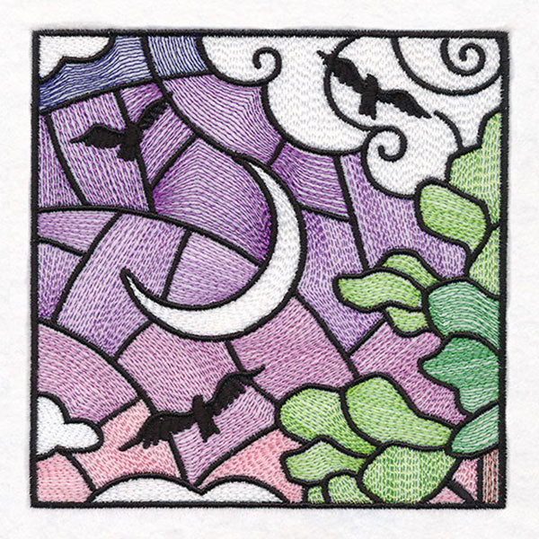 Woodland Escape Stained Glass Scene - Birds & Crescent Moon - Image 7