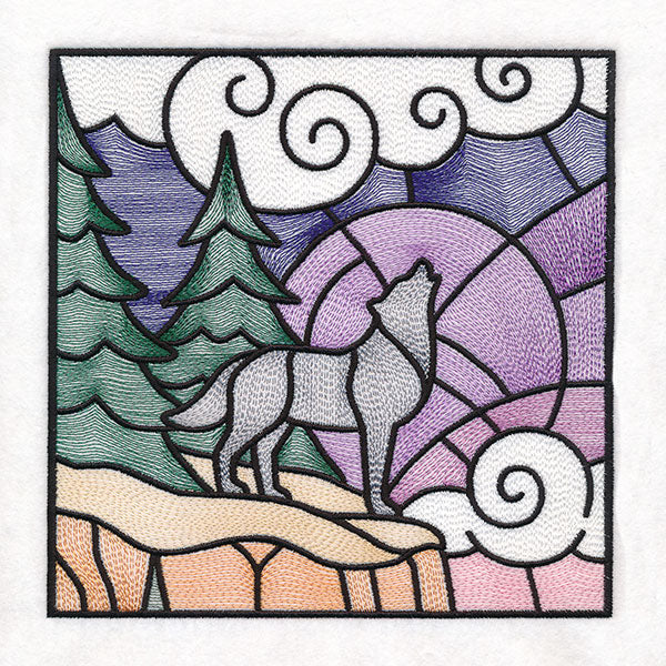 Woodland Escape Stained Glass Scene - Howling Wolf - Image 4
