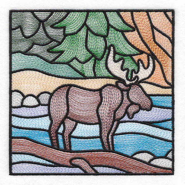 Woodland Escape Stained Glass Scene - Moose - Image 10