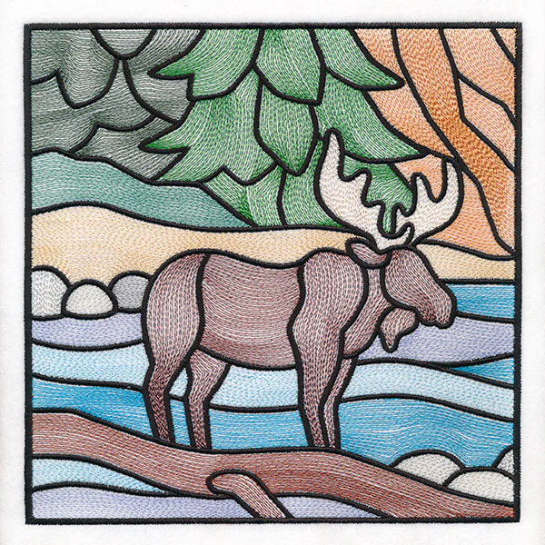 Woodland Escape Stained Glass Scene - Moose - Image 13