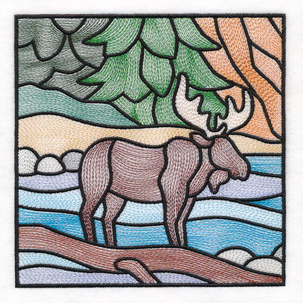Woodland Escape Stained Glass Scene - Moose - Image 7