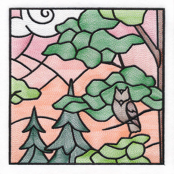 Woodland Escape Stained Glass Scene - Owl - Image 3