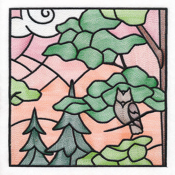 Woodland Escape Stained Glass Scene - Owl - Image 9