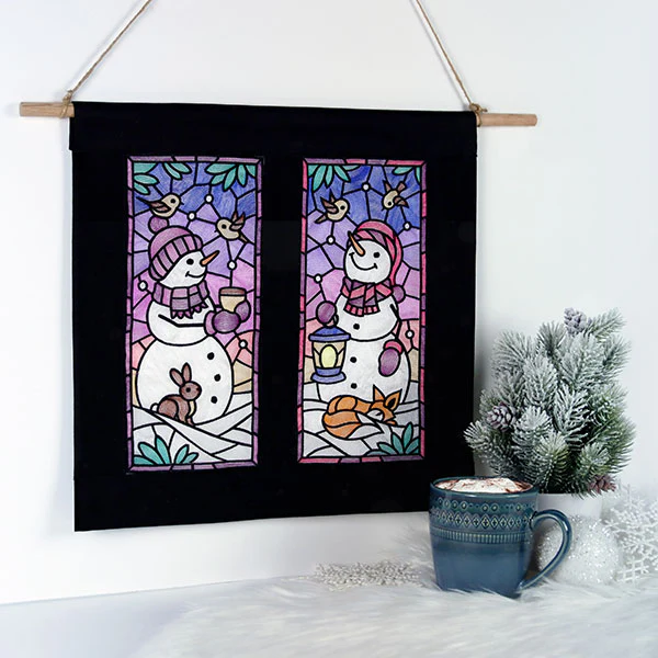 Woodland Snowman Stained Glass Panel 2 - Image 10
