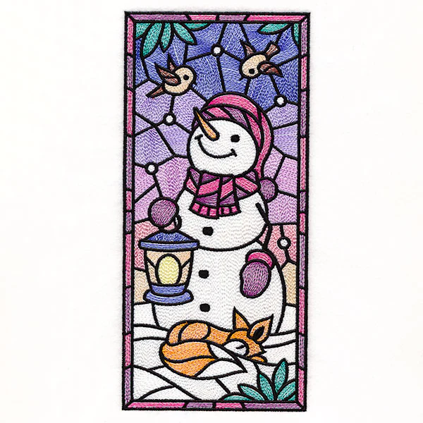 Woodland Snowman Stained Glass Panel 2 - Image 3