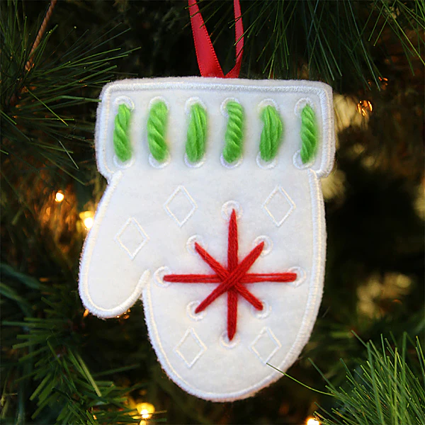Yarn Stitch Ornament - Mitten (In-the-Hoop) - Image 3